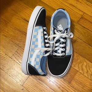 Vans Blue and Black Checkered Sneakers❤️